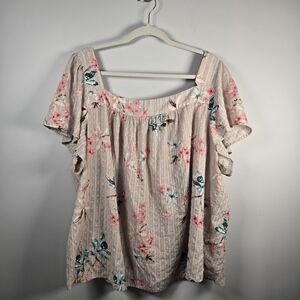 Torrid Pink and Blue Floral Blouse